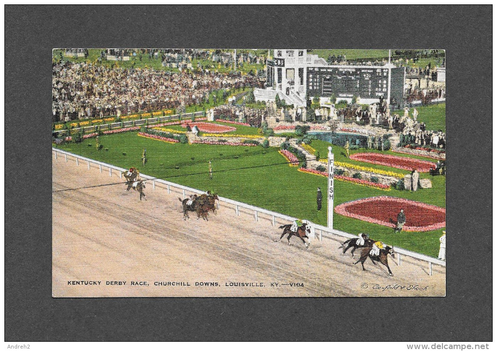 KENTUCKY - LOUISVILLE - KENTUCKY DERBY RACE CHURCHILL DOWN - LINEN CARD - PUB. BY THE KYLE - Louisville