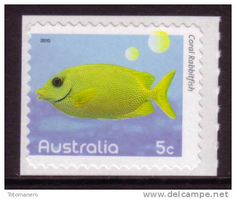 AUSTRALIA 2010, Fishes Of The Reef, 5c  S/A Ex Booklet** - Mint Stamps