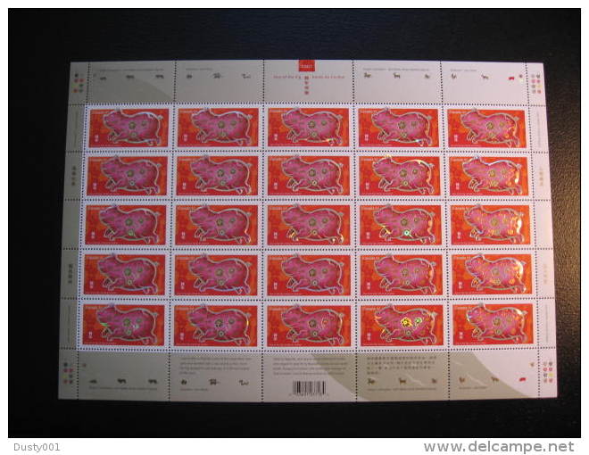 F07-02  SC#  2201 Feuille De 25,  Année Du Cochon; Year Of The Pig;  Sheet Of 25;  2007 - Full Sheets & Multiples