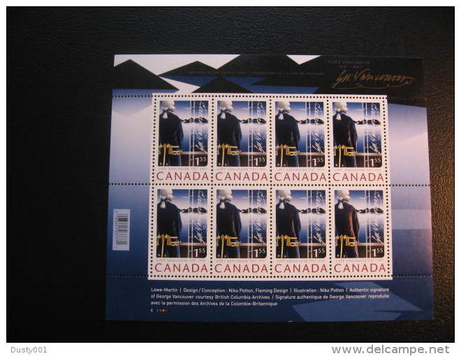 F07-15  SC#  2219  Feuille De 8, Capitaine Vancouver Captain; Sheet Of 8;   2007 - Feuilles Complètes Et Multiples