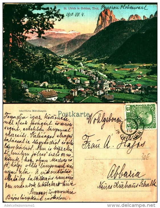 348) CARTOLINA  DI ST. ULRICH IN GRODEN-TIROL Viaggiata 1910 - St. Ulrich Am Pillersee