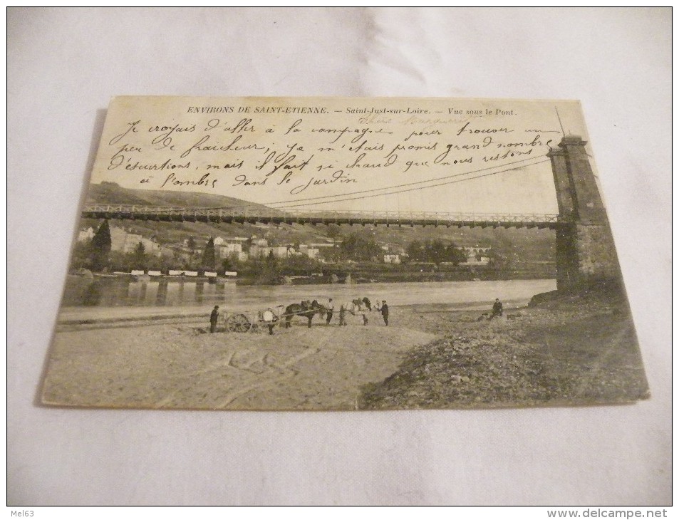 A213  CPA. 42.LOIRE.Environs De Saint-Etienne Saint-Just-sur-Loire.Vue Sous Le Pont.beau Plan Animé.écrite& Voyagée 1904 - Saint Just Saint Rambert