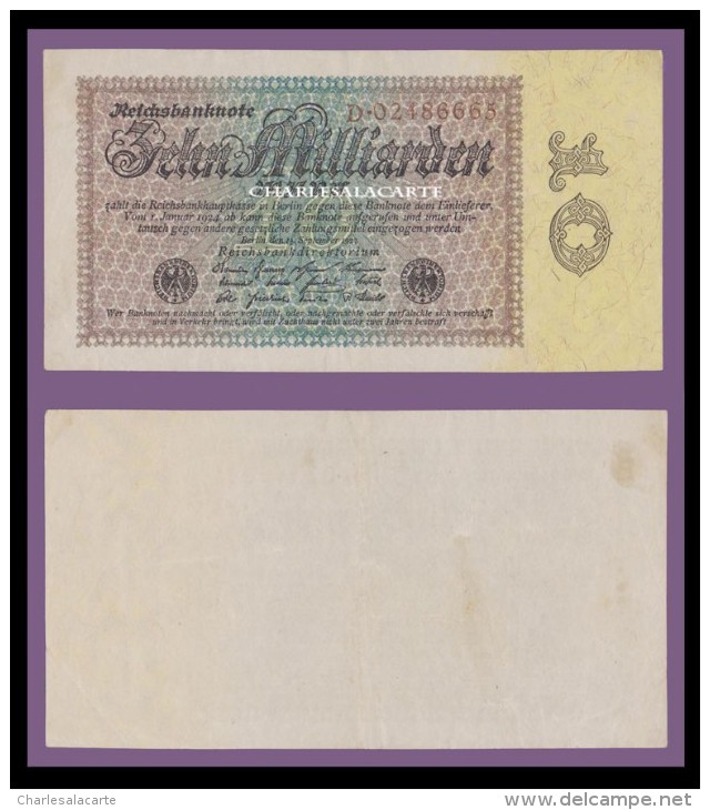 1923 GERMANY RARE 10 MILLIARDEN KRAUSE 116a VERY GOOD CONDITION - 10 Mrd. Mark
