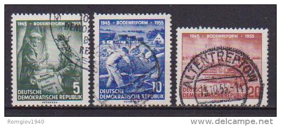 GERMANIA DEMOCRATICA DDR  1955 RIFORMA AGRARIA UNIF. 481-483 USATA VF - Usados