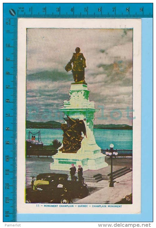 Quebec Canada ( Old Car At Monument Champlain Ed: Lorenzo Audet  #11) Postcard Carte Postale Recto/verso - Histoire