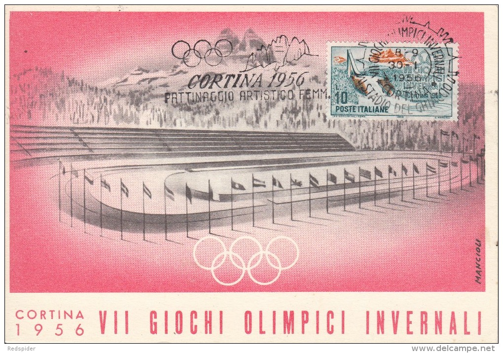 OLYMPISCHE SPIELE-OLYMPIC GAMES, ITALY, 1956, Special Cancellation !! - Inverno1956: Cortina D'Ampezzo
