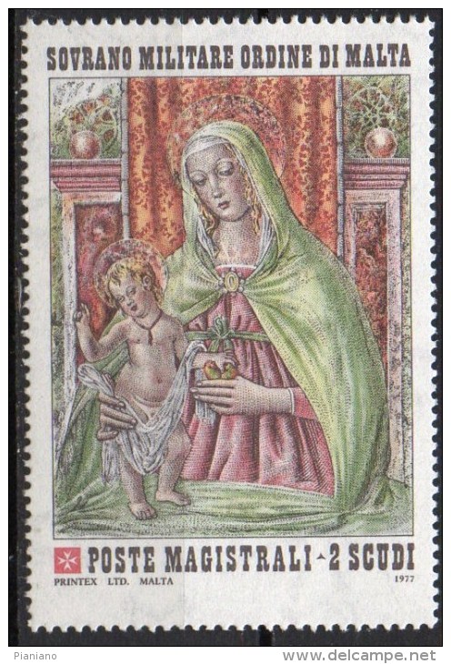 PIA - SMOM - 1977 :  Natale - La Vergine Con Il Bambino  - Affresco Del Perugino - (UN  155) - Sovrano Militare Ordine Di Malta