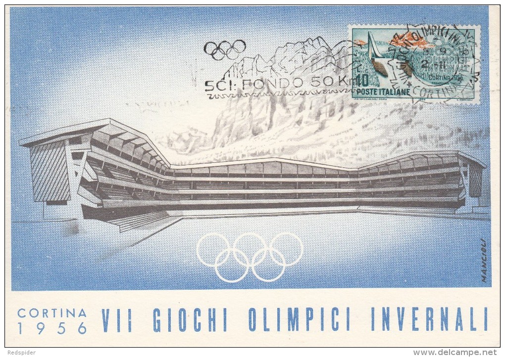 OLYMPISCHE SPIELE-OLYMPIC GAMES, ITALY, 1956, Special Cancellation !! - Inverno1956: Cortina D'Ampezzo