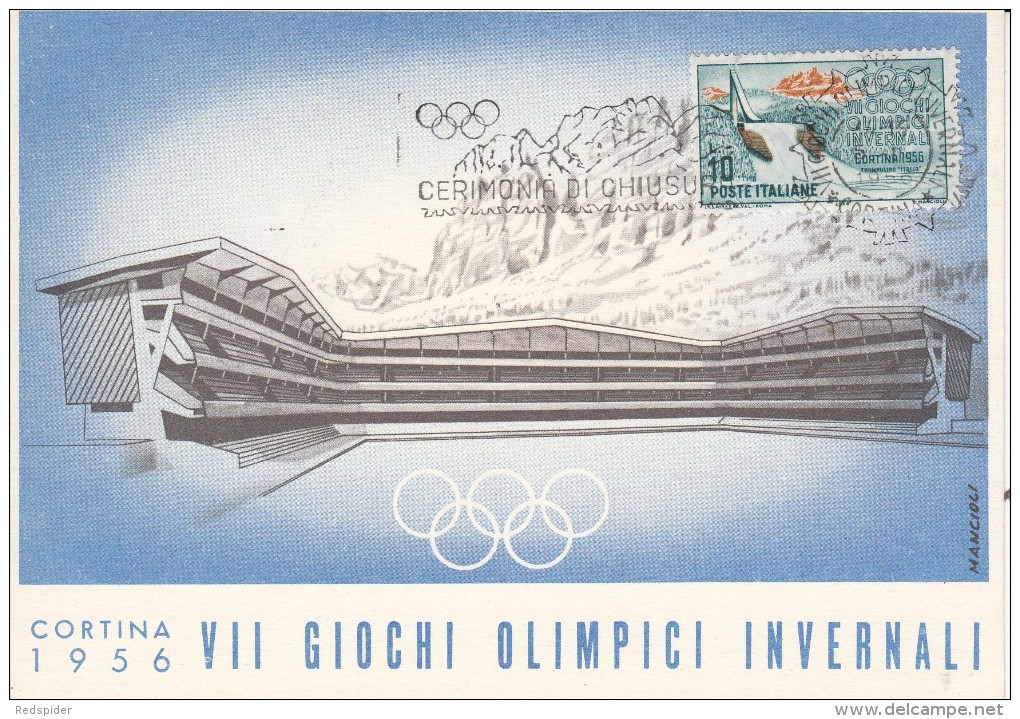 OLYMPISCHE SPIELE-OLYMPIC GAMES, ITALY, 1956, Special Cancellation !! - Inverno1956: Cortina D'Ampezzo