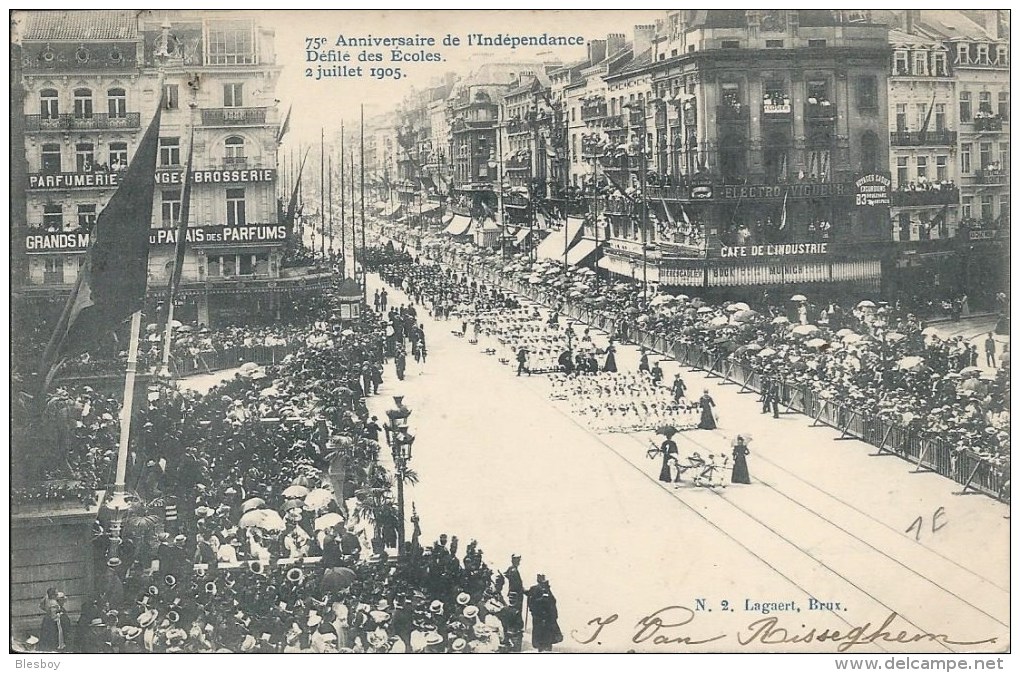 75 ANIVERSAIRE DE L´INDEPENDENDE DEFILE DES ECOLES 2 JUILLET 1905 (N° 2 LAGAERT BRUX) - Fêtes, événements