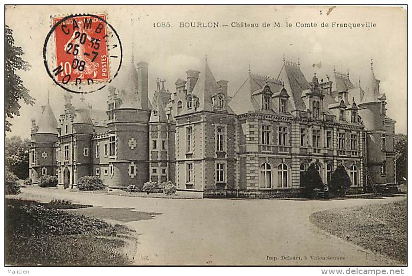 Pas De Calais  -ref-A 558 - Environs De Bourlon - Chateau De M Le Comte De Franqueville - Chateaux - Carte Bon Etat - - Autres & Non Classés