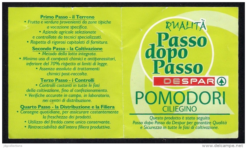 # POMODORO DESPAR Italy Tomato Tag Balise Etiqueta Anhänger Cartellino Vegetables Gemüse Legumes Tomate Verduras - Fruits & Vegetables