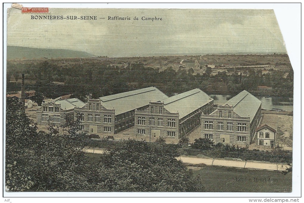 JOLIE CPA TOILEE BONNIERES SUR SEINE, VUE AERIENNE SUR LA RAFFINERIE DE CAMPHRE, YVELINES 78 - Bonnieres Sur Seine