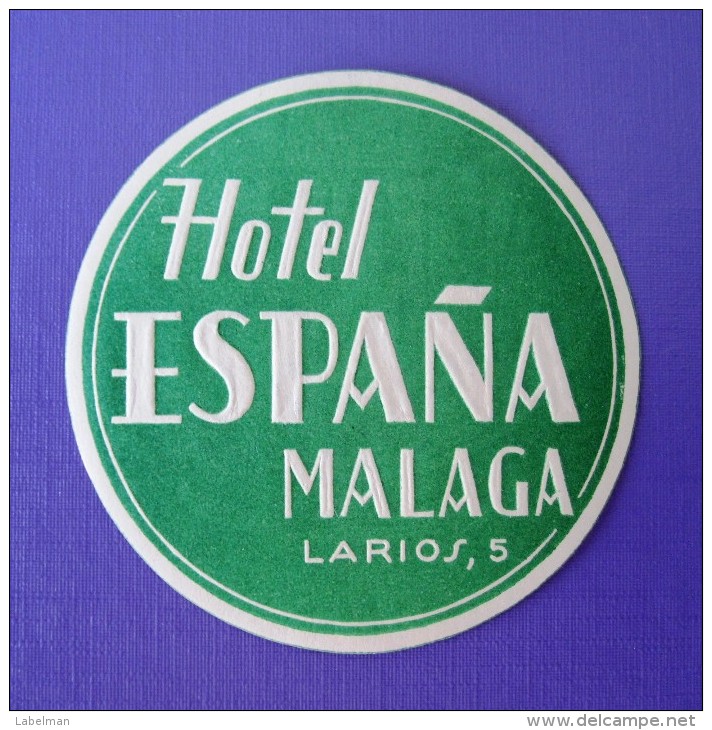 HOTEL RESIDENCIA HOSTAL ESPANA MALAGA SPAIN MINI ETIQUETA LUGGAGE LABEL ETIQUETTE AUFKLEBER DECAL STICKER MADRID - Hotel Labels