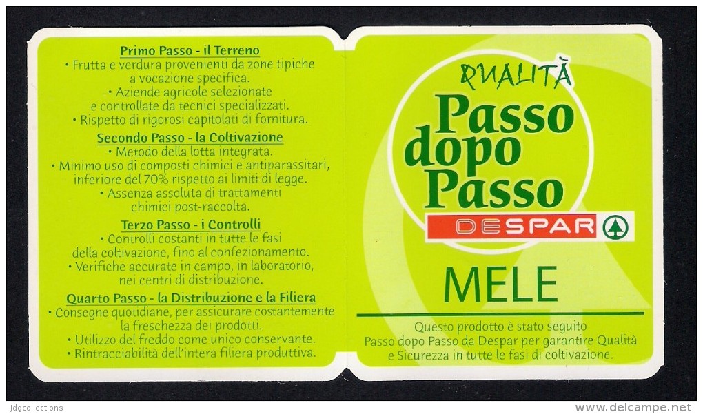 # MELE DESPAR Italy Apples Tag Balise Etiqueta Anhänger Cartellino Fruits Pommes Apfel Manzanas Frutas - Fruits & Vegetables