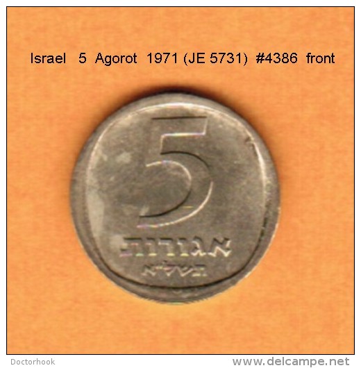 ISRAEL   5  AGOROT  1971 (JE 5731)  (KM # 25) - Israel