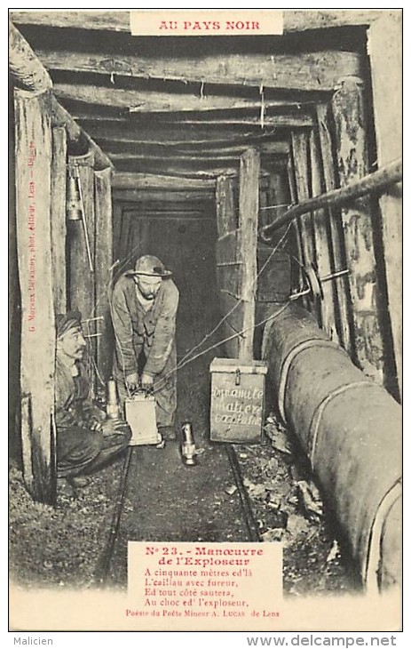 Pas De Calais  -ref-A 539 -  Mines - Mineurs - Au Pays Noir - N°23 - Manoeuvre De L Exploseur - Carte Bon Etat - - Mines