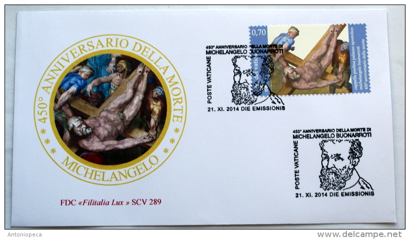 VATICANO 2014 - TWO  FDC  450TH ANNIVERSARY DEATH MICHELANGELO - Nuevos