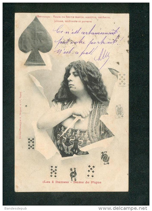 Bergeret Cartomancie  Horoscope  Cartes à Jouer Dame De Pique Veuve Femme Mariee Acariatre Mechante Jalouse Perverse - Playing Cards