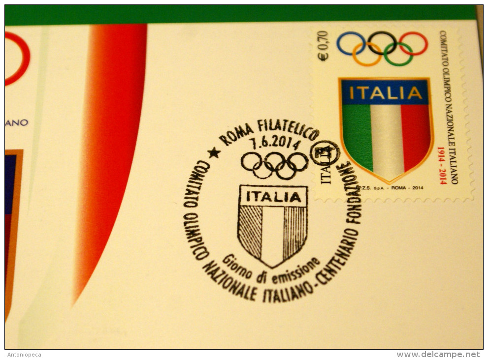 ITALY 2014 - OFFICIAL MAXICARD CENTENARY CONI, ITALIAN OLYMPIC COMMETTEE - 2011-20: Mint/hinged