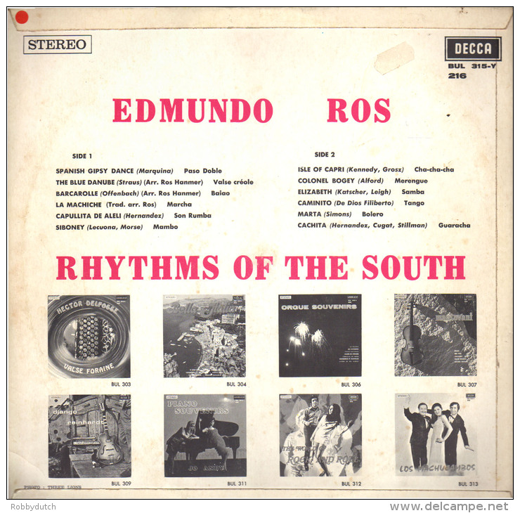 * LP *  EDMUNDO ROS - RHYTHMS OF THE SOUTH (France 1965) - Instrumentaal