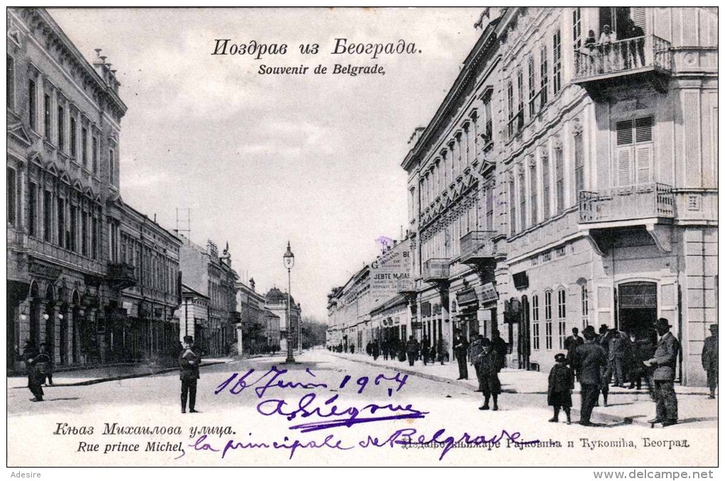 BELGRAD 1904 - Rue Prince Michel, Strassenansicht, Karte Gel.1904 Nach Brüssel - Jugoslawien