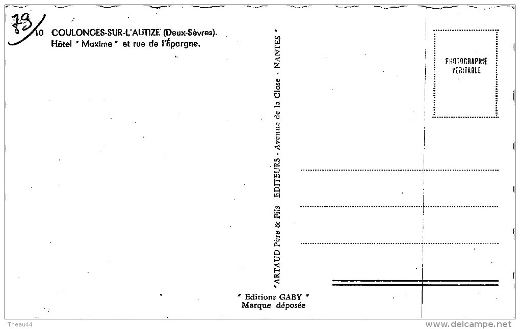 ¤¤  -    10  -  COULONGES-sur-L'AUTIZE   -  Hôtel " MAXIME " Et Rue De L'Epargne    -  ¤¤ - Coulonges-sur-l'Autize
