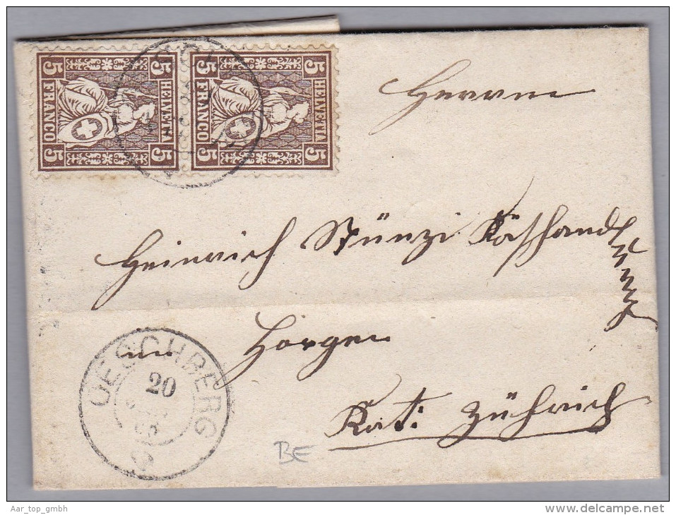 Heimat CH BE OESCHBERG 1865-01-20 Faltbrief Nach Rüti Mit 2x5Rp. Sitzende - Storia Postale