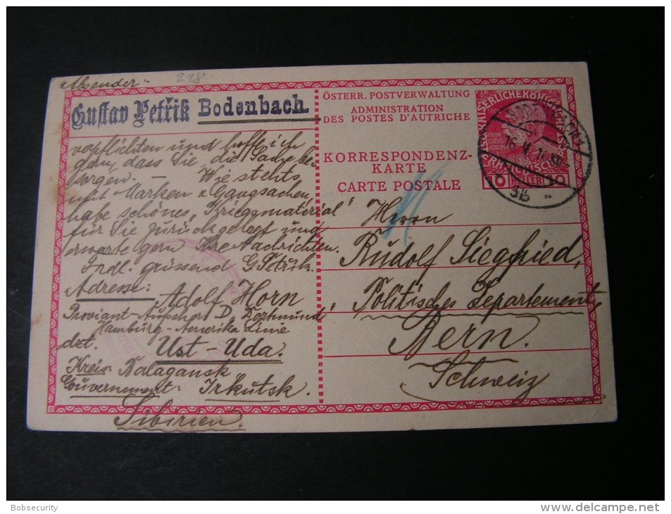 == AT CSR Karte Bodenbach Teschen - Text Betr. Russland  Irkutsk , Deportation .. Karte 1916 - Used Stamps