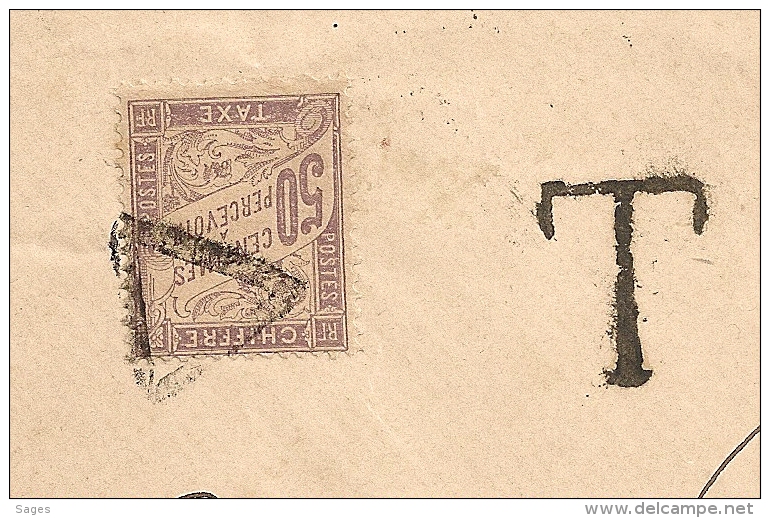 RARE AINSI, TAXE 50C, 1896 De MILAN Italie Pour PARIS. PARIS ETRANGER En Arrivée. - 1859-1959 Lettres & Documents