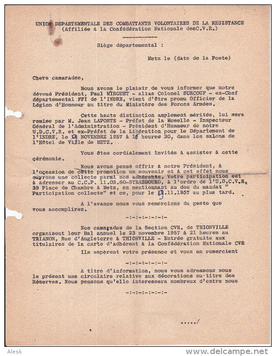 TARIF 1 JUILLET 1957 - MOISSONNEUSE N°1115 Imprimé Metz RP 5 Novembre 1957 - Flamme Armée De Terre Un Idéal Une Carrière - Tarifs Postaux