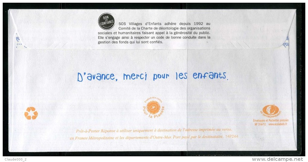 PAP Ciappa " SOS VILLAGES D' ENFANTS FRANCE " Port Payé Par 14P244 NEUF ** - Prêts-à-poster:Answer/Ciappa-Kavena
