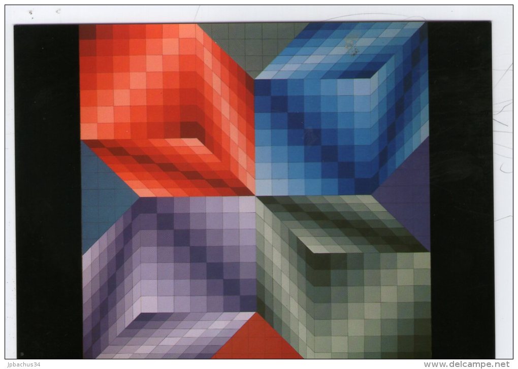 VICTOR VASARELY. KUB STRI - Peintures & Tableaux