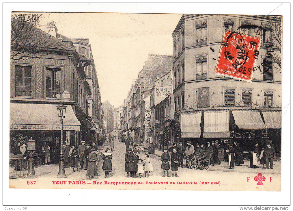 CPA (75) Tout Paris : Rue Rampenneau Au Bd De Belleville - Arrondissement: 20