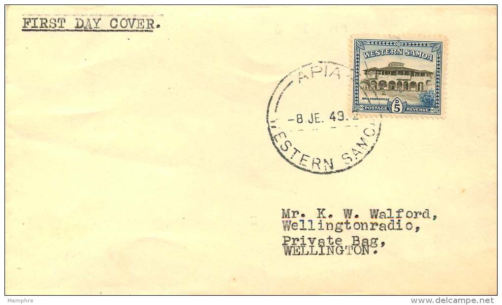 WESTERN SAMOA  1949   Apia St Office  FDC To New Zealand - Samoa