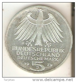 MONEDA DE PLATA DE ALEMANIA DE 5 MARK DEL AÑO 1979 LETRA J (COIN) SILVER,ARGENT. - 5 Mark