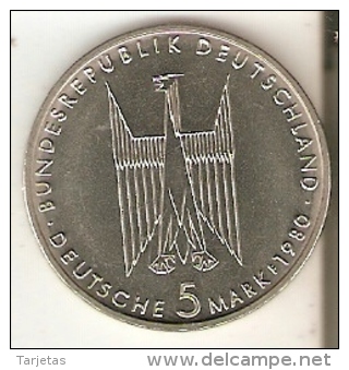 MONEDA DE ALEMANIA DE 5 MARK DEL AÑO 1980  (COIN) - 5 Mark