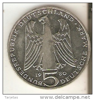 MONEDA DE ALEMANIA DE 5 MARK DEL AÑO 1980 LETRA D  (COIN) - 5 Marcos