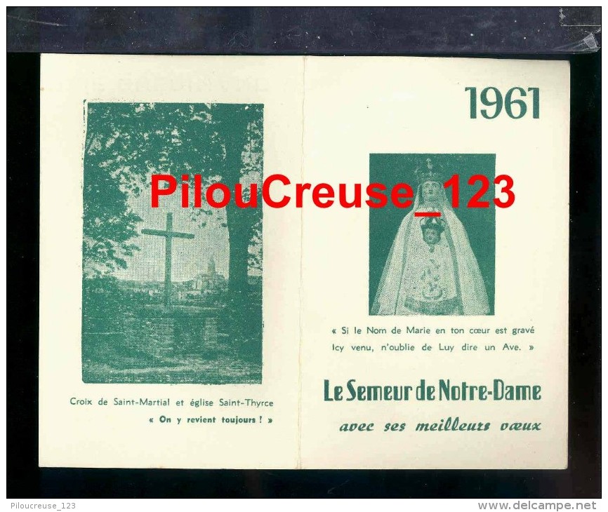 87 Haute Vienne - CHATEAUPONSAC - " Eglise Saint Thyrse Et La Croix De St Martial - Calendrier 1961 " - Petit Format : 1961-70