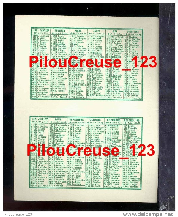 87 Haute Vienne - CHATEAUPONSAC - " Eglise Saint Thyrse Et La Croix De St Martial - Calendrier 1961 " - Petit Format : 1961-70