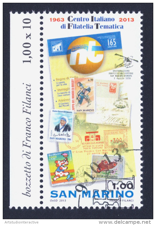 2013 SAN MARINO "50° ANNIVERSARIO CENTRO ITALIANO DI FILATELIA TEMATICA (CIFT)"  SINGOLO ANNULLO GIORNO EMISSIONE - Used Stamps