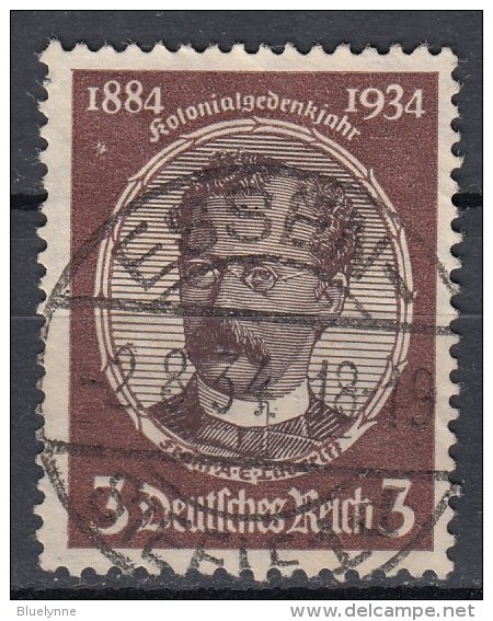 Deutsches Reich M 3 Pf. Kolonialforscher Lüderitz 1934 - Zentrisch Essen - Gebraucht