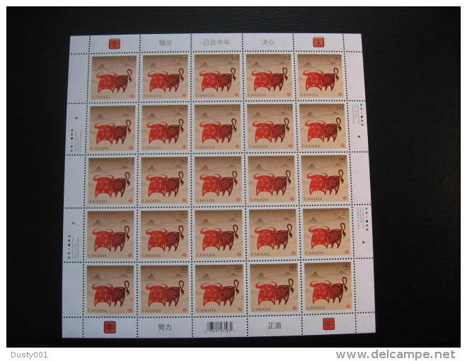 F09-03  SC# 2296     Feuille De 25 ,  Année Du Boeuf; Year Of The Ox,  Sheet Of 25;  2009 - Full Sheets & Multiples