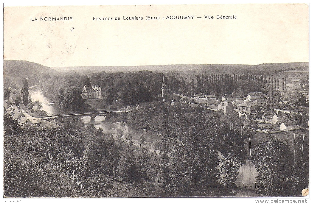 Cpa Acquigny, Vue Générale, Cachet Ambulant Au Dos - Acquigny