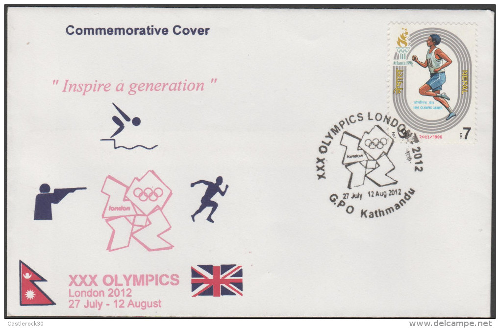 O) 2012 UNITED KINGDOM, XXX OLYMPICS LONDON , ATLANTA 1996 - NEPAL, FDC XF - Non Classés