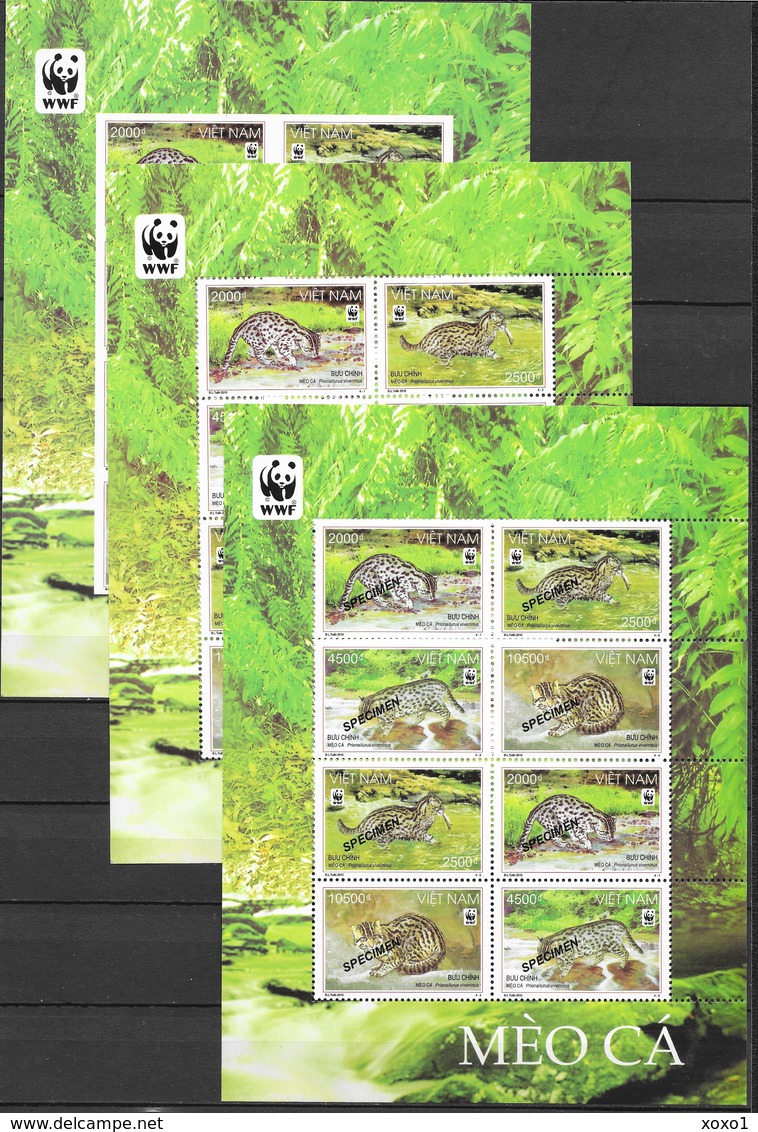 Vietnam 2010 AMIMALS MAMMALS WWF 3 Mini SheetS  Specimen + PERF + INPERF  MNH** - Sonstige & Ohne Zuordnung