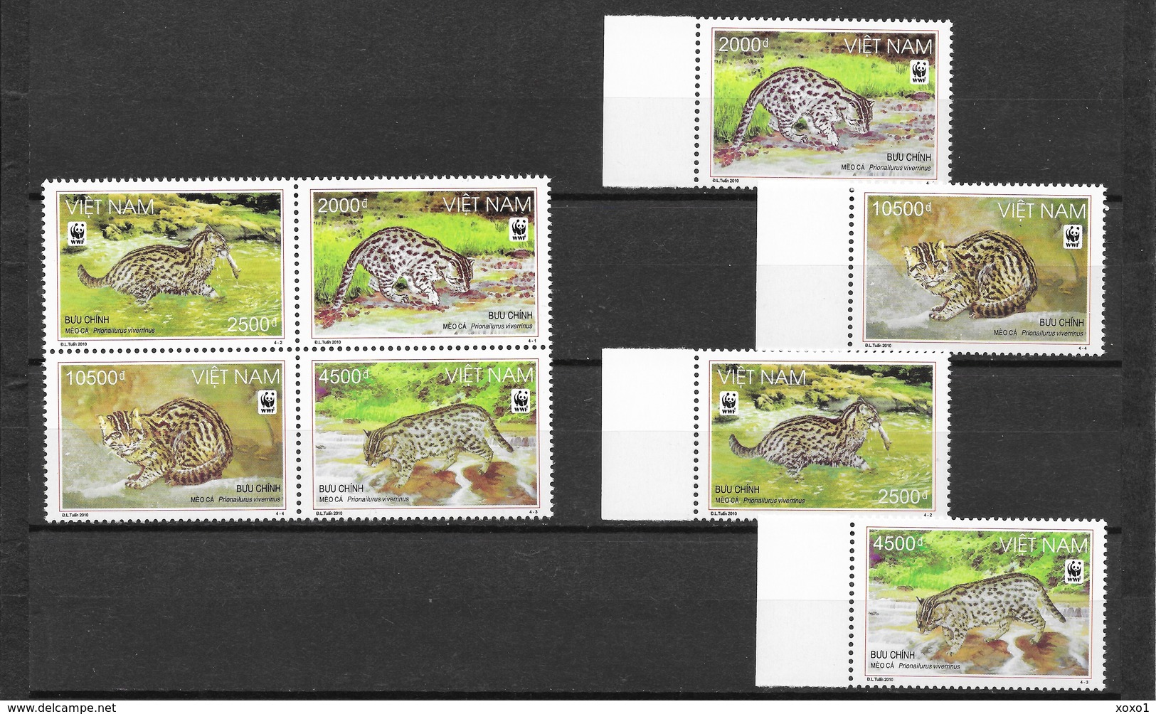 Vietnam 2010 Mi.No. 3553 - 3556  AMIMALS MAMMALS CATS WWF Fishing Cat 4v + 4v MNH** 8.60 € - Unused Stamps