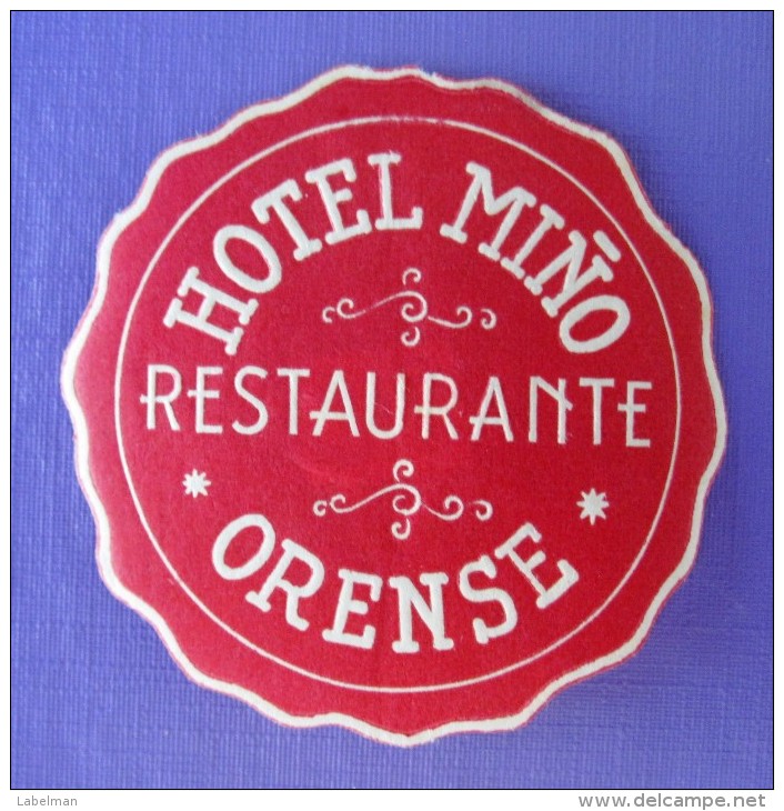 HOTEL PENSION RESIDENCIA MINO ORENSE SPAIN MINI LUGGAGE LABEL ETIQUETTE AUFKLEBER DECAL STICKER MADRID - Hotel Labels