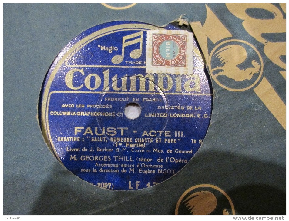 78 Tours FAUST ACT III - 78 T - Disques Pour Gramophone