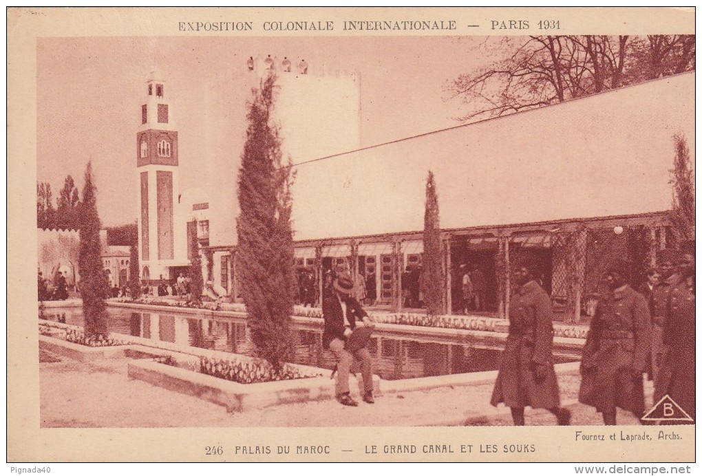 Cp , 75 , PARIS , Exposition Coloniale Internationale 1931 , Palais Du Maroc , Le Grand Canal Et Les Souks - Expositions